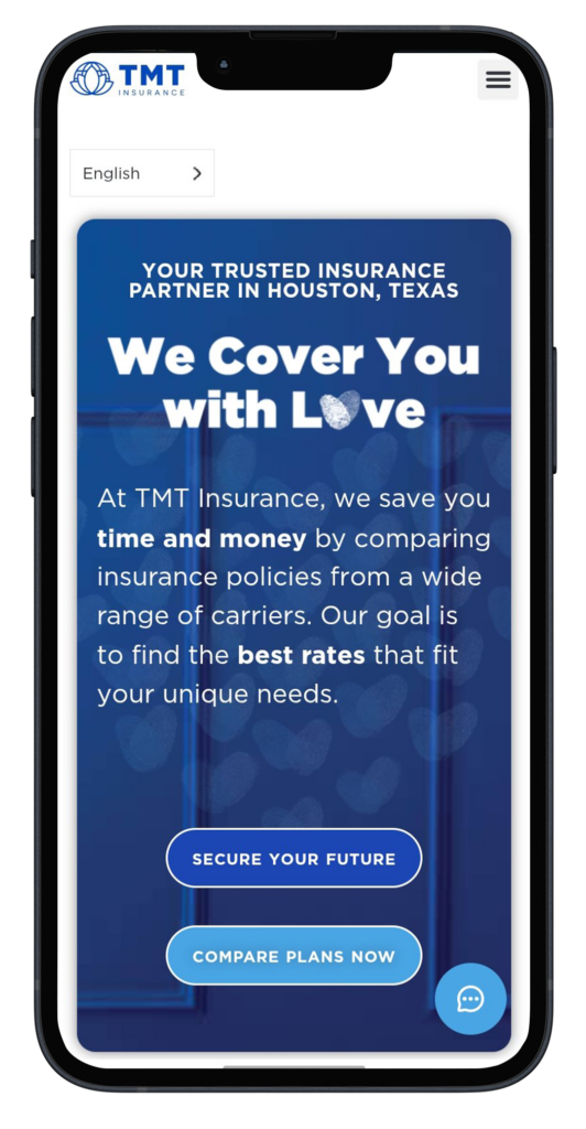 A digital mockup showing a design for 'tmt-ins' displayed on a smartphone screen.