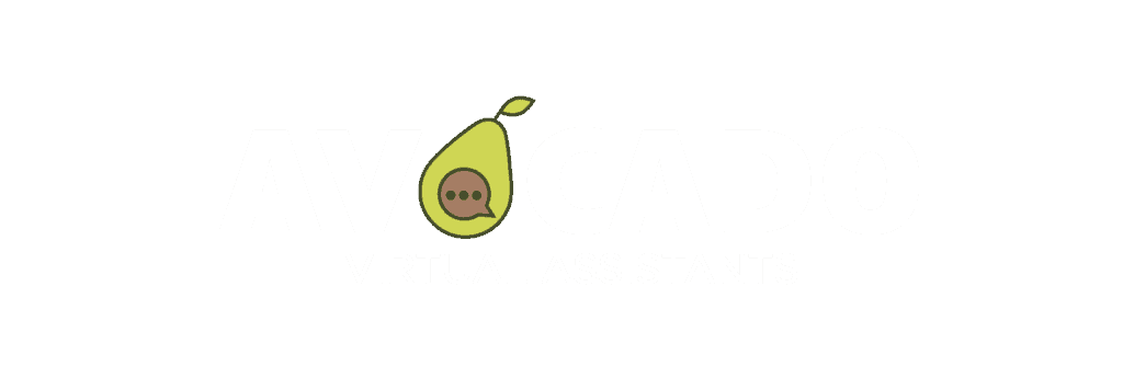 The company or brand logo rendered in white color Avocado VA Virtual Assistants.